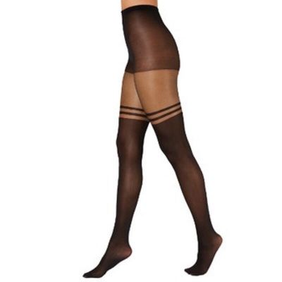 INC International Concepts Ladies Black Striped Thigh High Look Tights Size S/M